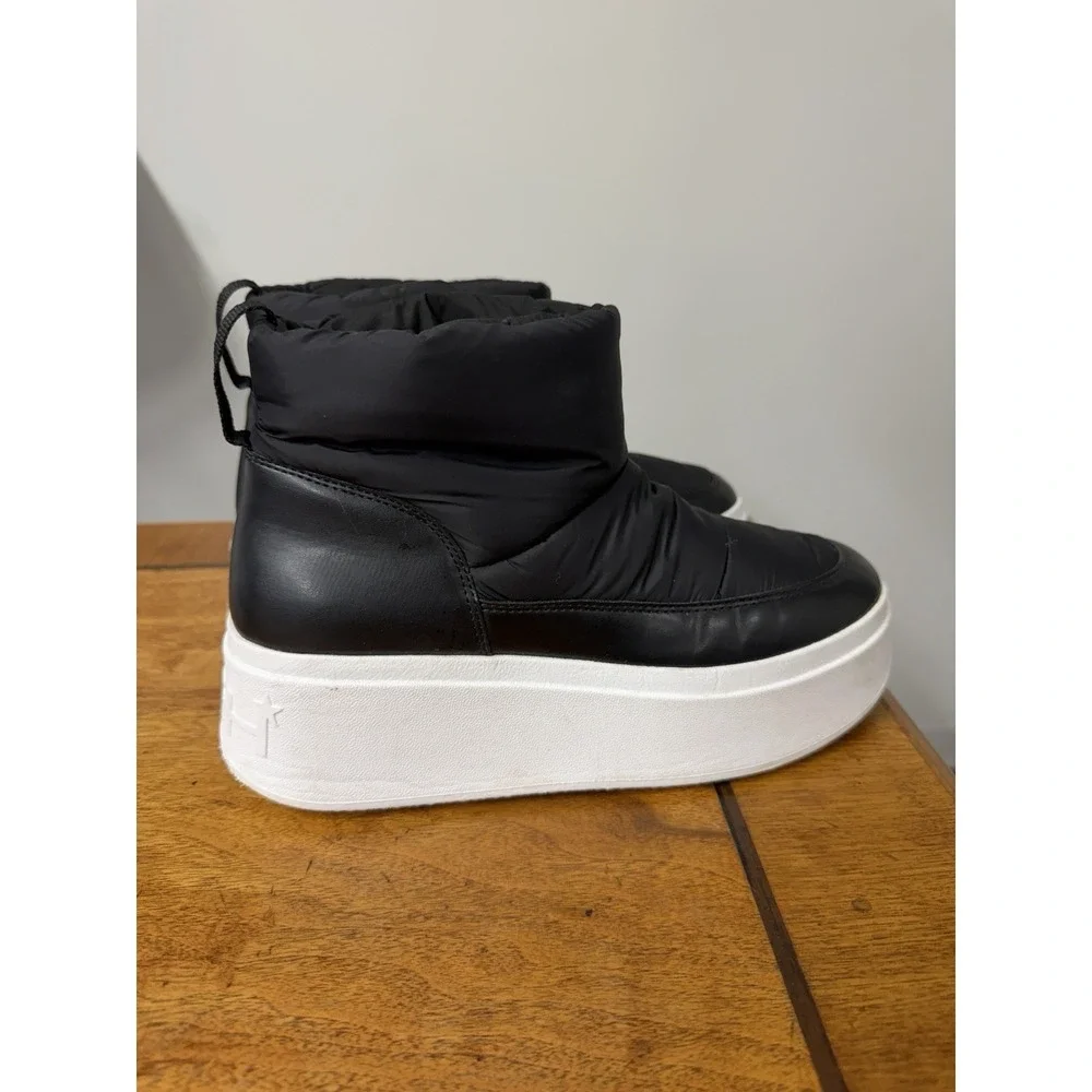 ASH Women's 7 7.5 38 Maxi Bis Platform Boots Puffy Quilted Leather pull-on Black